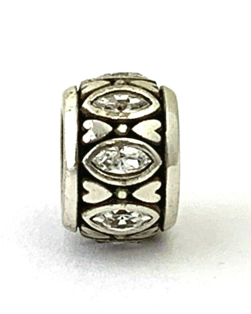 Front of a size O/S Marquesa Clear Spacer Bead in Silver in Silver by Brighton. | dia_product_style_image_id:329658